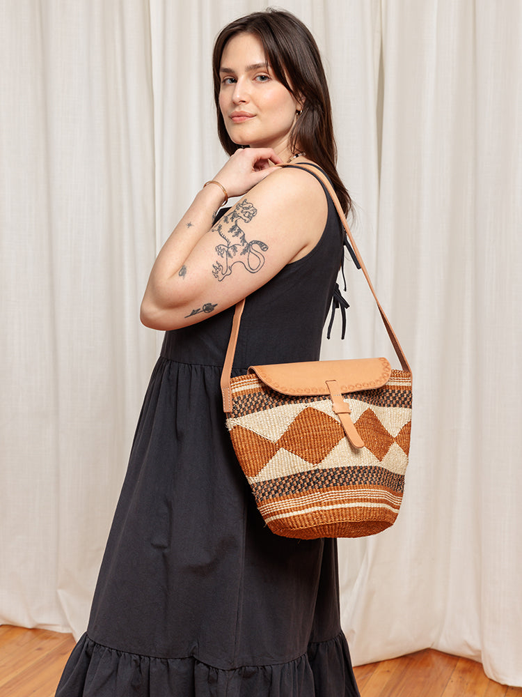 Jenna Bee Geometric Sisal Basket Bag